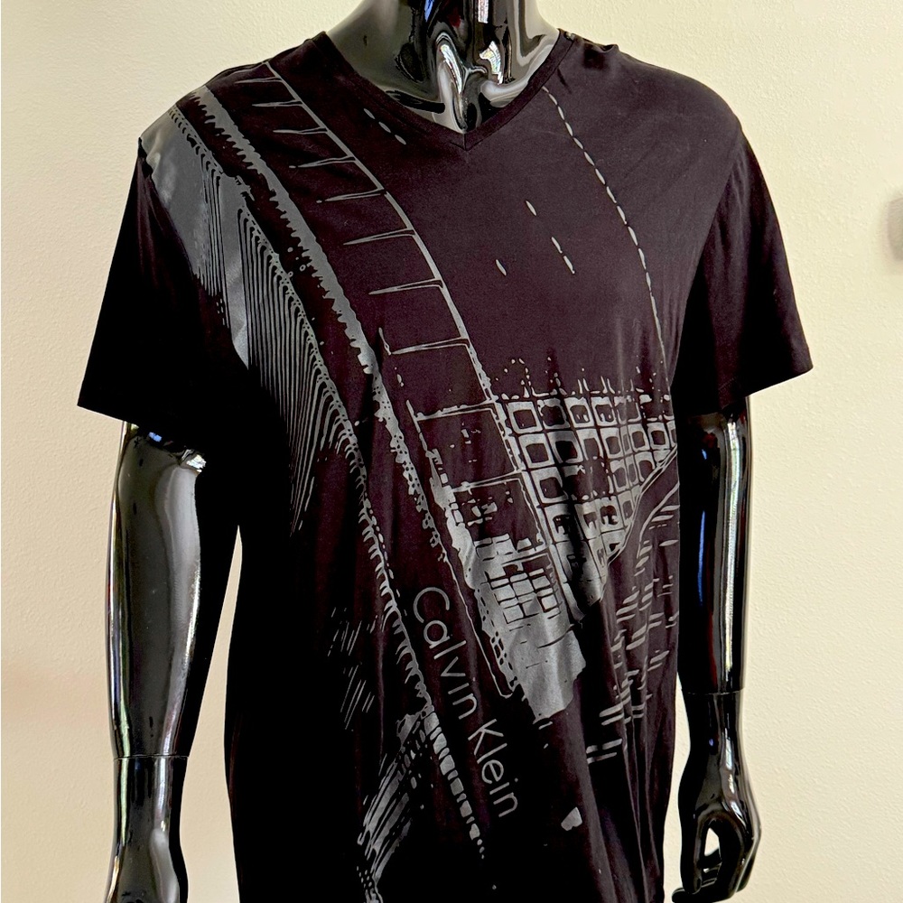 Black and Silver Calvin Klein v neck t shirt